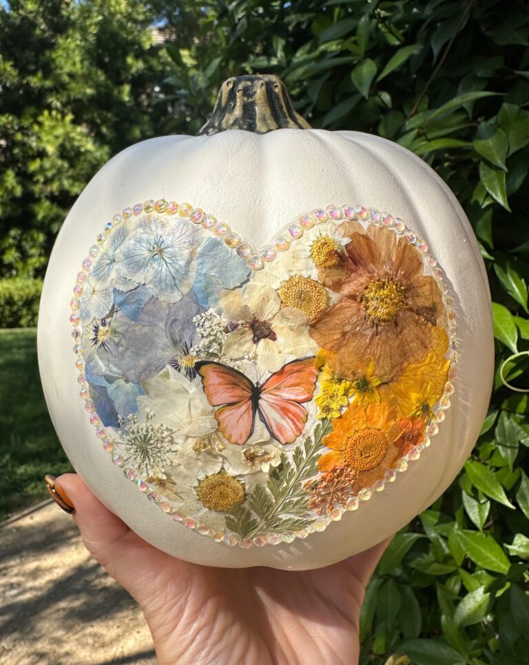 Pressed flower pumpkins