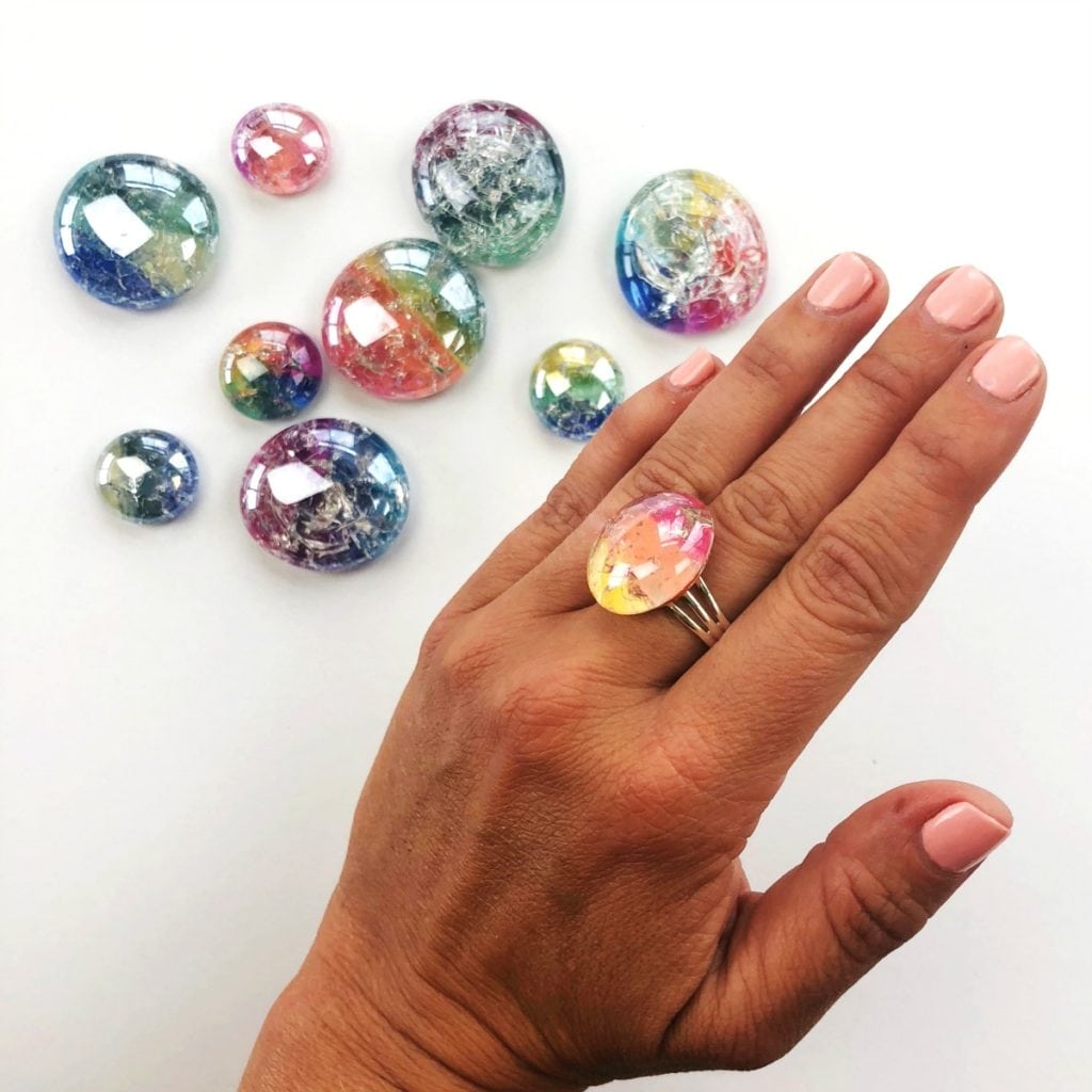 Cracked Glass Stones for Crafting and Jewelry