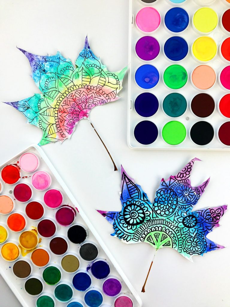 Watercolor Leaf Art example