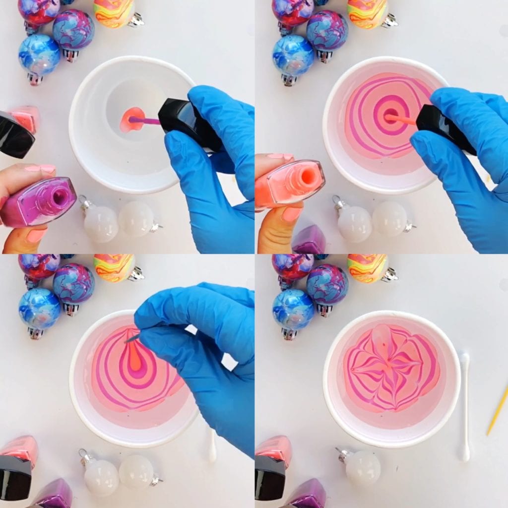 Nail Polish Marbled Ornaments