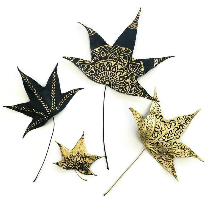 Metallic Leaf Art Doodles