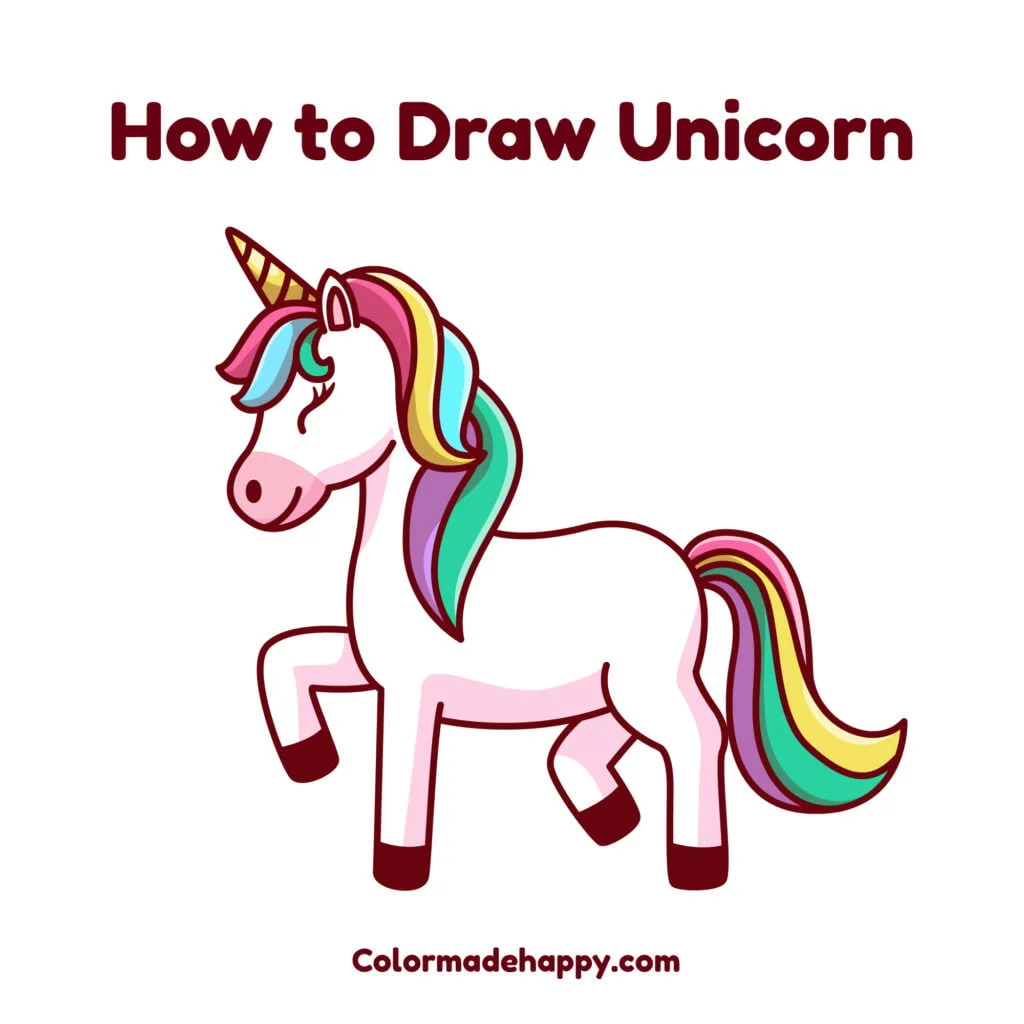 How to Draw a Unicorn - Complete unicorn colored in