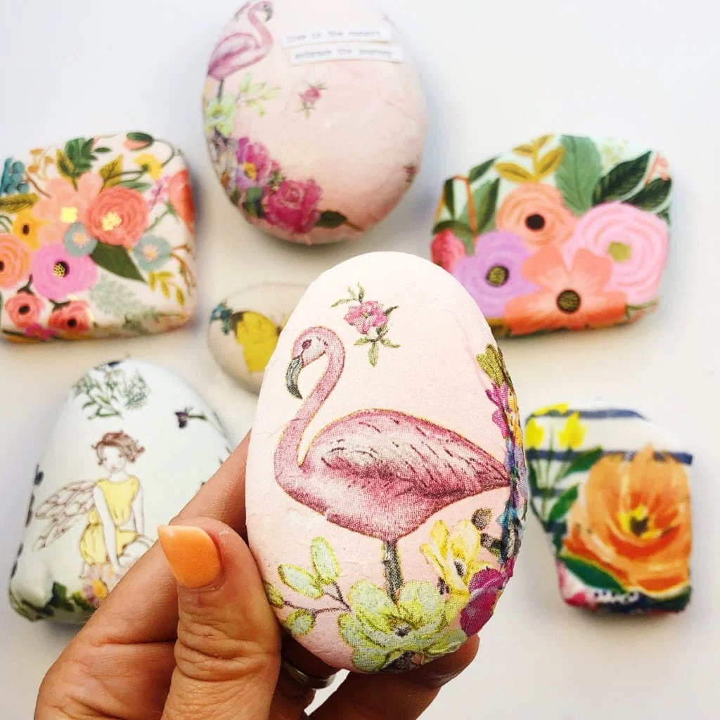 How to Decoupage Napkins on Rocks