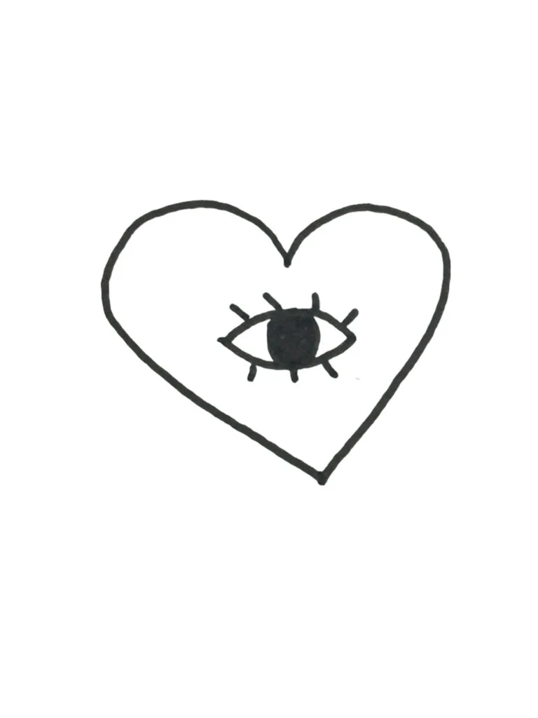 Evil eye drawing for Valentine's Day.